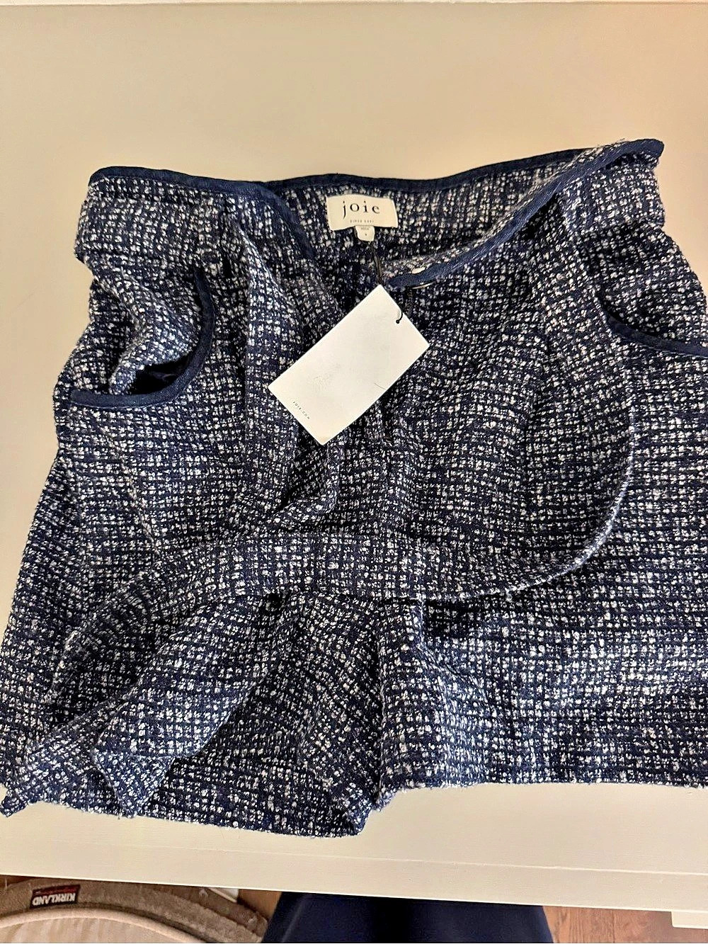 joie Textured High Waist Shorts in Navy & White NWT